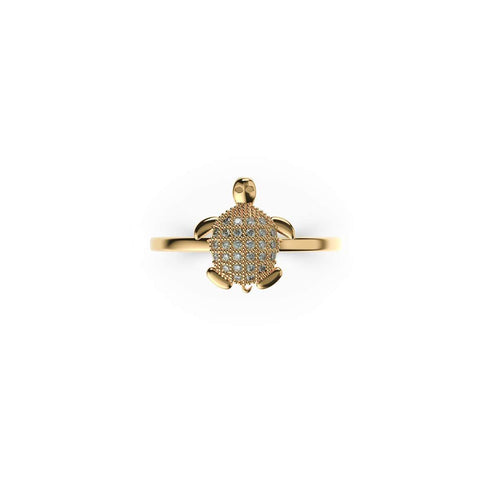 Tortuga | Gold Vermeil | CZ Diamant Meeresschildkrötenring